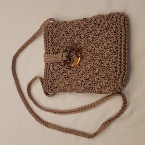 Tan Crossbody Purse With Tortoise Shell Clasp
